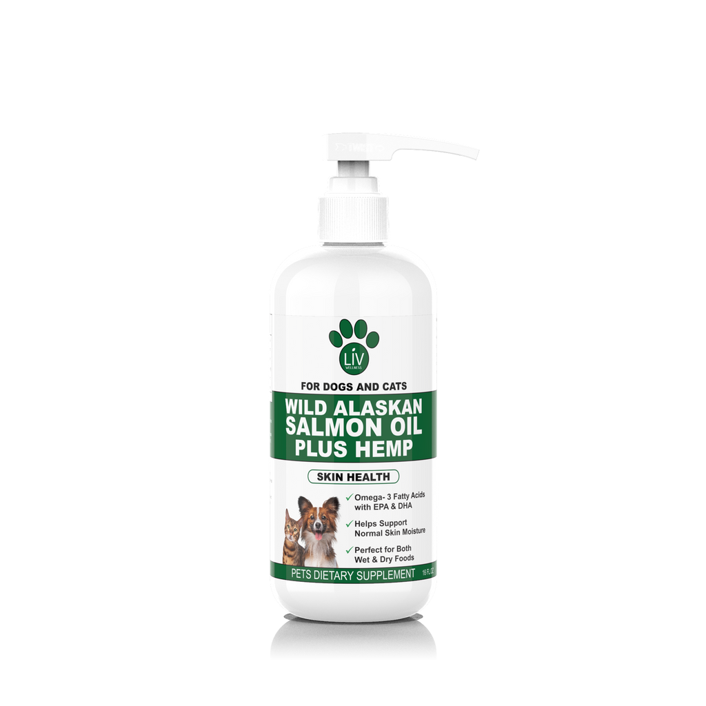 Wild Alaskan Salmon Oil for Dogs & Cats Skin Health with Omega 3 –